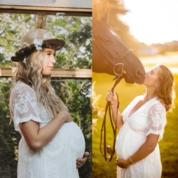 Pinkblush White Lace Maternity Maxi Dress - Picture 6 of 9